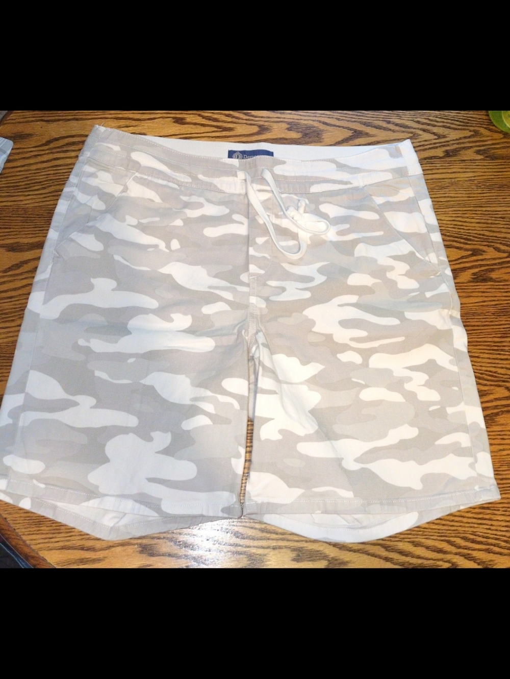 Democracy camo print shorts